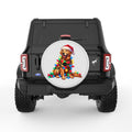 CUTE CHRISTMAS GOLDEN RETRIEVER PEARL  WHITE CARBON FIBER TIRE COVER