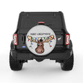 CUTE CHRISTMAS MOOSE SILVER CARBON FIBER TIRE COVER