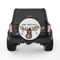 CUTE CHRISTMAS MOOSE PEARL  WHITE CARBON FIBER TIRE COVER