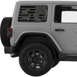 DACHSHUND US FLAG QUARTER WINDOW DECAL FITS 2011-2018 JEEP WRANGLER 4 DOOR HARD TOP JKU