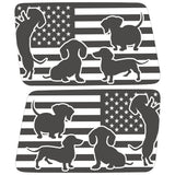 DACHSHUND US FLAG QUARTER WINDOW DRIVER & PASSENGER DECALS