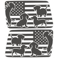 DACHSHUND US FLAG QUARTER WINDOW DRIVER & PASSENGER DECALS