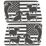 DACHSHUND US FLAG QUARTER WINDOW DRIVER & PASSENGER DECALS