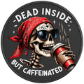 DEAD INSIDE BUT CAFFEINATED SKELETON PEARL  WHITE CARBON FIBER TIRE COVER
