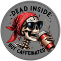 DEAD INSIDE BUT CAFFEINATED SKELETON SILVER CARBON FIBER TIRE COVER