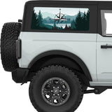 DEER FOREST COMPASS QUARTER WINDOW DECAL FITS 2021+ FORD BRONCO 2 DOOR HARD TOP