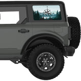 DEER FOREST COMPASS QUARTER WINDOW DECAL FITS 2021+ FORD BRONCO 4 DOOR HARD TOP