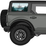 DEER FOREST COMPASS QUARTER WINDOW DECAL FITS 2021+ FORD BRONCO 4 DOOR HARD TOP