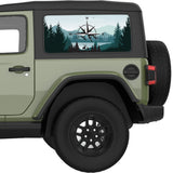 DEER FOREST COMPASS QUARTER WINDOW DECAL FITS 2018+ JEEP WRANGLER 2 DOOR HARD TOP JL