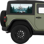 DEER FOREST COMPASS QUARTER WINDOW DECAL FITS 2011-2018 JEEP WRANGLER 2 DOOR HARD TOP JK