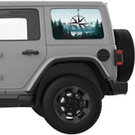 DEER FOREST COMPASS QUARTER WINDOW DECAL FITS 2018+ JEEP WRANGLER 4 DOOR HARD TOP JLU