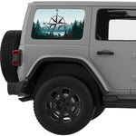 DEER FOREST COMPASS QUARTER WINDOW DECAL FITS 2011-2018 JEEP WRANGLER 4 DOOR HARD TOP JKU