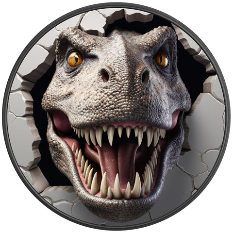 DINOSAUR HEAD THROUGH WALL BLACK CARBON FIBER TIRE COVER