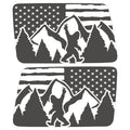 DISTRESSED AMERICAN FLAG SASQUATCH QUARTER WINDOW DRIVER & PASSENGER DECALS