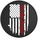 DISTRESSED WE THE PEOPLE AMERICAN FLAG BLACK TIRE COVER