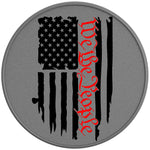 DISTRESSED WE THE PEOPLE AMERICAN FLAG SILVER CARBON FIBER TIRE COVER