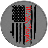 DISTRESSED WE THE PEOPLE AMERICAN FLAG SILVER CARBON FIBER TIRE COVER