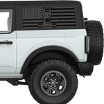 DOBERMAN US FLAG QUARTER WINDOW DECAL FITS 2021+ FORD BRONCO 2 DOOR HARD TOP