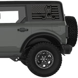 DOBERMAN US FLAG QUARTER WINDOW DECAL FITS 2021+ FORD BRONCO 4 DOOR HARD TOP