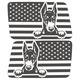 DOBERMAN US FLAG QUARTER WINDOW DRIVER & PASSENGER DECALS