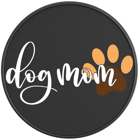 DOG MOM PEARL  WHITE CARBON FIBER TIRE COVER