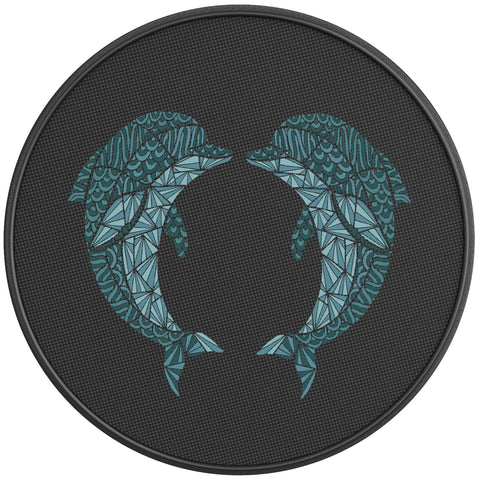 DOLPHIN HEART PEARL  WHITE CARBON FIBER TIRE COVER