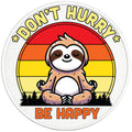 DONT HURRY BE HAPPY MEDITATING SLOTH BLACK TIRE COVER
