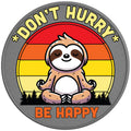 DONT HURRY BE HAPPY MEDITATING SLOTH SILVER CARBON FIBER TIRE COVER