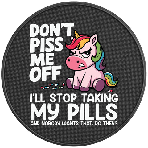 DONT PISS ME OFF UNICORN PEARL  WHITE CARBON FIBER TIRE COVER