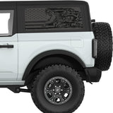 DONT TREAD ON ME FLAG QUARTER WINDOW DECAL FITS 2021+ FORD BRONCO 2 DOOR HARD TOP