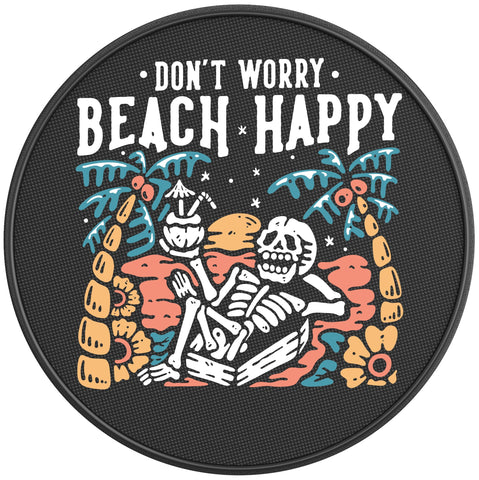 DON T WORRY BEACH HAPPY BLACK CARBON FIBER TIRE COVER
