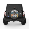 DON T WORRY BEACH HAPPY BLACK TIRE COVER