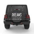 DREAMS DONT WORK UNLESS YOU DO PEARL  WHITE CARBON FIBER TIRE COVER