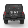 DREAMS DONT WORK UNLESS YOU DO BLACK CARBON FIBER TIRE COVER