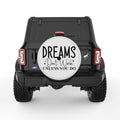 DREAMS DONT WORK UNLESS YOU DO PEARL  WHITE CARBON FIBER TIRE COVER