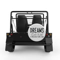 DREAMS DONT WORK UNLESS YOU DO WHITE CARBON FIBER TIRE COVER FOR MOKE