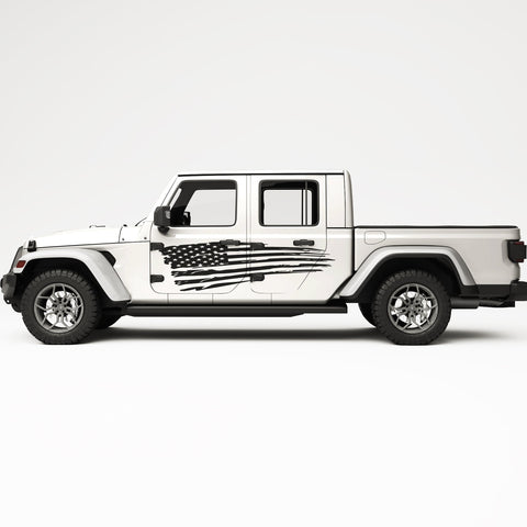 DISTRESSED AMERICAN FLAG SIDE GRAPHIC DECAL FITS JEEP GLADIATOR
