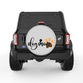 DOG MOM SILVER CARBON FIBER TIRE COVER