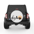 DOG MOM PEARL  WHITE CARBON FIBER TIRE COVER