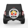DONT STOP BELIEVING SASQUATCH SILVER CARBON FIBER TIRE COVER