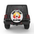 DONT STOP BELIEVING SASQUATCH SILVER CARBON FIBER TIRE COVER