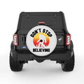DONT STOP BELIEVING SASQUATCH PEARL  WHITE CARBON FIBER TIRE COVER