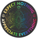 EXPECT NOTHING APPRECIATE EVERYTHING LOTUS FLOWER BLACK CARBON FIBER TIRE COVER