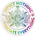 EXPECT NOTHING APPRECIATE EVERYTHING LOTUS FLOWER BLACK TIRE COVER