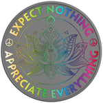 EXPECT NOTHING APPRECIATE EVERYTHING LOTUS FLOWER SILVER CARBON FIBER TIRE COVER