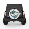 ENTANGLED WHALE AND SHARK PEARL  WHITE CARBON FIBER TIRE COVER