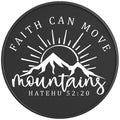 FAITH CAN MOVE MOUNTAINS BLACK CARBON FIBER TIRE COVER