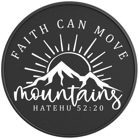 FAITH CAN MOVE MOUNTAINS PEARL  WHITE CARBON FIBER TIRE COVER