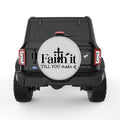 FAITH IT TILL YOU MAKE IT SILVER CARBON FIBER TIRE COVER