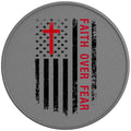 FAITH OVER FEAR AMERICAN FLAG SILVER CARBON FIBER TIRE COVER